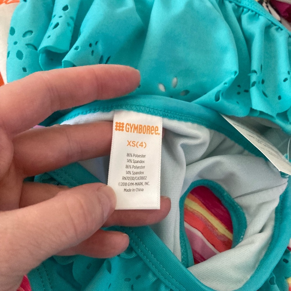 🌸NWT Gymboree 2pc Turquoise Bandeau/Halter Top Both w/Laser Cut Overlay C - Picture 8 of 9